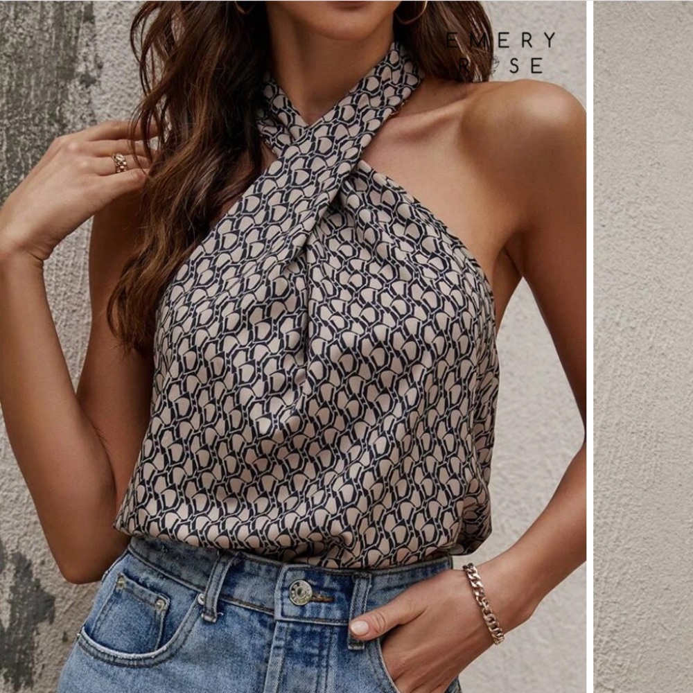 All over print halter neck bodysuit